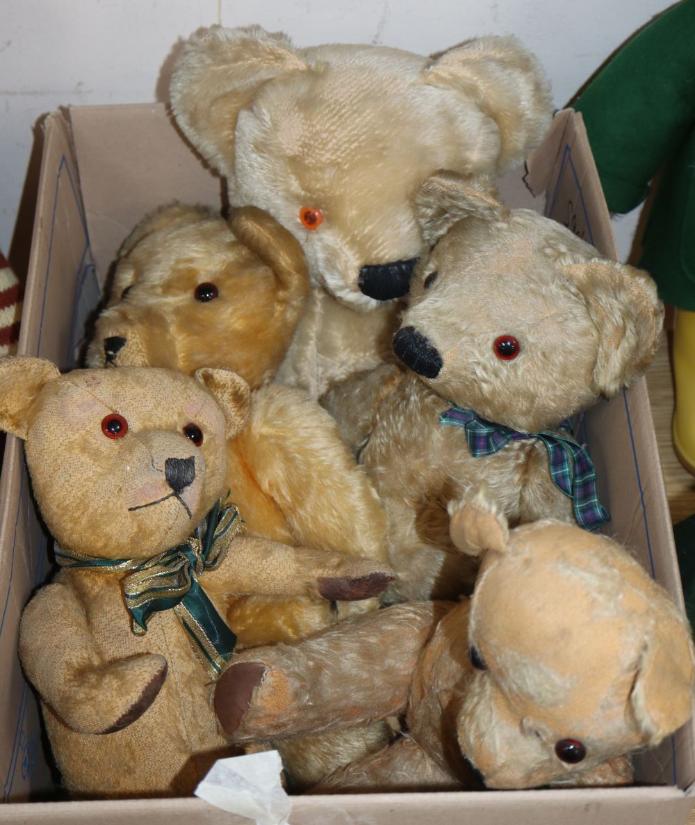 Five vintage bears including two Chad valley